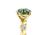 Yellow gold Fancy Green Round  Solitaire Bezel-Set Diamond Ring with Beaded Band and Four-Prong Setting_37