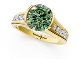 Yellow gold Fancy Green Round  Solitaire Bezel-Set Diamond Ring with Channel-Set Band_38