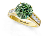 Yellow gold Fancy Green Round  Solitaire Channel-Set Diamond Engagement Ring with Four-Prong Setting_33