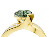 Yellow gold Fancy Green Round  Solitaire Channel-Set Split Shank Ring with Tension Prong Setting_7