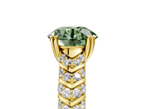 Yellow gold Fancy Green Round  Solitaire Chevron Pave Diamond Engagement Ring with Six-Prong Setting_8