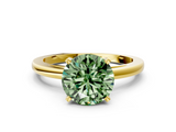 Yellow gold Fancy Green Round  Solitaire Diamond Engagement Ring with Four-Prong Setting on a Classic Band_3