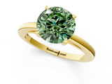 Yellow gold Fancy Green Round  Solitaire Diamond Engagement Ring with Four-Prong Setting on a Classic Band_4