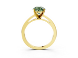 Yellow gold Fancy Green Round  Solitaire Diamond Engagement Ring with Four-Prong Setting on a Classic Band_6