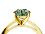 Yellow gold Fancy Green Round  Solitaire Diamond Engagement Ring with Four-Prong Setting on a Classic Band_7