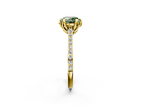 Yellow gold Fancy Green Round  Solitaire Diamond Engagement Ring with Pave Band and Six-Prong Setting_22