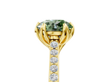 Yellow gold Fancy Green Round  Solitaire Diamond Engagement Ring with Pave Band and Six-Prong Setting_25