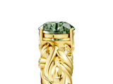 Yellow gold Fancy Green Round  Solitaire Diamond Leaf Vine Band with Prong Setting_33
