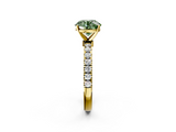 Yellow gold Fancy Green Round  Solitaire Diamond Pavé Band with Four-Prong Setting_48