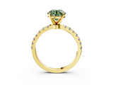 Yellow gold Fancy Green Round  Solitaire Diamond Pavé Band with Four-Prong Setting_49