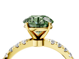 Yellow gold Fancy Green Round  Solitaire Diamond Pavé Band with Four-Prong Setting_50