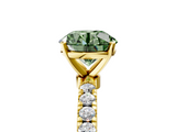 Yellow gold Fancy Green Round  Solitaire Diamond Pavé Band with Four-Prong Setting_51