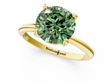 Yellow gold Fancy Green Round  Solitaire Diamond Ring with 4-Prong Setting on a Classic Band_4