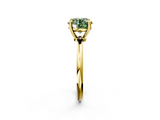 Yellow gold Fancy Green Round  Solitaire Diamond Ring with 4-Prong Setting on a Classic Band_5