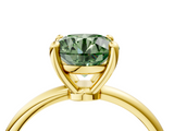 Yellow gold Fancy Green Round  Solitaire Diamond Ring with 4-Prong Setting on a Classic Band_7