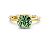 Yellow gold Fancy Green Round  Solitaire Diamond Ring with Bamboo Band and Four-Prong Setting_20