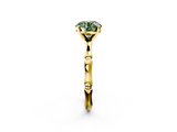 Yellow gold Fancy Green Round  Solitaire Diamond Ring with Bamboo Band and Four-Prong Setting_22