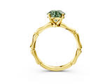 Yellow gold Fancy Green Round  Solitaire Diamond Ring with Bamboo Band and Four-Prong Setting_23