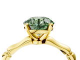 Yellow gold Fancy Green Round  Solitaire Diamond Ring with Bamboo Band and Four-Prong Setting_24
