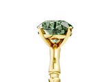 Yellow gold Fancy Green Round  Solitaire Diamond Ring with Bamboo Band and Four-Prong Setting_25