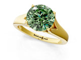 Yellow gold Fancy Green Round  Solitaire Diamond Ring with Cathedral Band and Four-Prong Setting_84