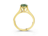 Yellow gold Fancy Green Round  Solitaire Diamond Ring with Cathedral Band and Four-Prong Setting_86