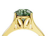 Yellow gold Fancy Green Round  Solitaire Diamond Ring with Cathedral Band and Four-Prong Setting_87