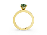 Yellow gold Fancy Green Round  Solitaire Diamond Ring with Channel-Set Baguette Band and Four-Prong Setting_83