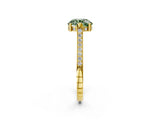 Yellow gold Fancy Green Round  Solitaire Diamond Ring with Channel Set Band and Bezel Prong Setting_58