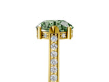 Yellow gold Fancy Green Round  Solitaire Diamond Ring with Channel Set Band and Bezel Prong Setting_61