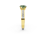 Yellow gold Fancy Green Round  Solitaire Diamond Ring with Channel-Set Band and Four-Prong Setting_5