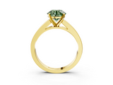 Yellow gold Fancy Green Round  Solitaire Diamond Ring with Channel-Set Band and Four-Prong Setting_6