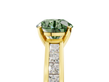 Yellow gold Fancy Green Round  Solitaire Diamond Ring with Channel-Set Band and Four-Prong Setting_8