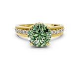 Yellow gold Fancy Green Round  Solitaire Diamond Ring with Channel Set Band and Six-Prong Setting_48