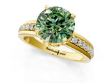 Yellow gold Fancy Green Round  Solitaire Diamond Ring with Channel Set Band and Six-Prong Setting_49