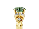 Yellow gold Fancy Green Round  Solitaire Diamond Ring with Filigree Band and Four-Prong Setting_76