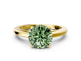 Yellow gold Fancy Green Round  Solitaire Diamond Ring with Four-Prong Setting and Classic Band_3