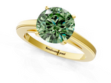 Yellow gold Fancy Green Round  Solitaire Diamond Ring with Four-Prong Setting and Classic Band_4