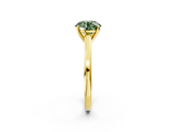 Yellow gold Fancy Green Round  Solitaire Diamond Ring with Four-Prong Setting and Classic Band_5
