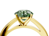 Yellow gold Fancy Green Round  Solitaire Diamond Ring with Four-Prong Setting and Classic Band_7