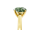 Yellow gold Fancy Green Round  Solitaire Diamond Ring with Four-Prong Setting and Classic Band_8