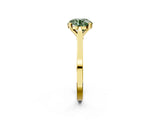 Yellow gold Fancy Green Round  Solitaire Diamond Ring with Four-Prong Setting and Tapered Band 3