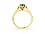 Yellow gold Fancy Green Round  Solitaire Diamond Ring with Four-Prong Setting and Tapered Band 4