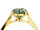 Yellow gold Fancy Green Round  Solitaire Diamond Ring with Four-Prong Setting and Tapered Band 5