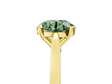 Yellow gold Fancy Green Round  Solitaire Diamond Ring with Four-Prong Setting and Tapered Band