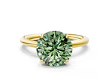 Yellow gold Fancy Green Round  Solitaire Diamond Ring with Four-Prong Setting on a Plain Band_20