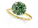 Yellow gold Fancy Green Round  Solitaire Diamond Ring with Four-Prong Setting on a Plain Band_21