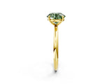 Yellow gold Fancy Green Round  Solitaire Diamond Ring with Four-Prong Setting on a Plain Band_22