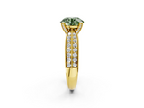 Yellow gold Fancy Green Round  Solitaire Diamond Ring with Milgrain Pavé Band and Four-Prong Setting_22