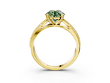 Yellow gold Fancy Green Round  Solitaire Diamond Ring with Milgrain Pavé Band and Four-Prong Setting_23